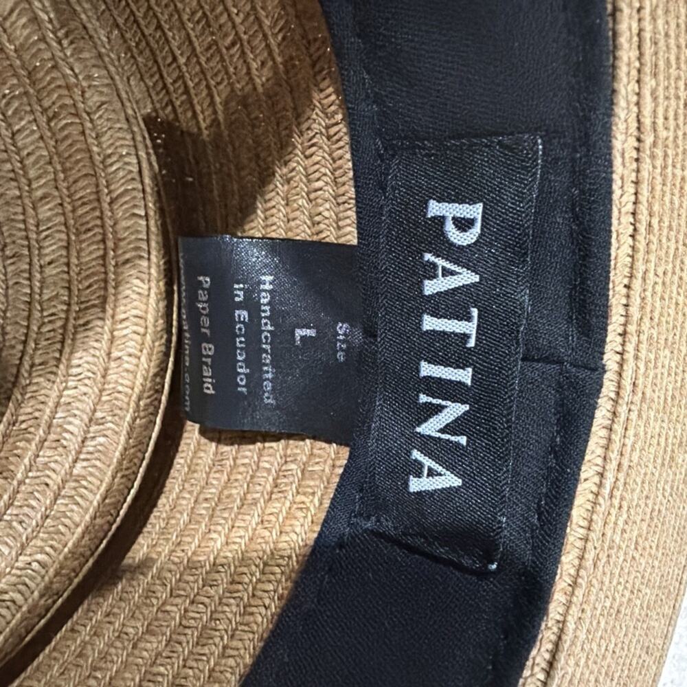 Patina Handcrafted Straw Sun Hat Pork Pie Gambler Wide Brim UPF 50+ Tan Large - Picture 9 of 10